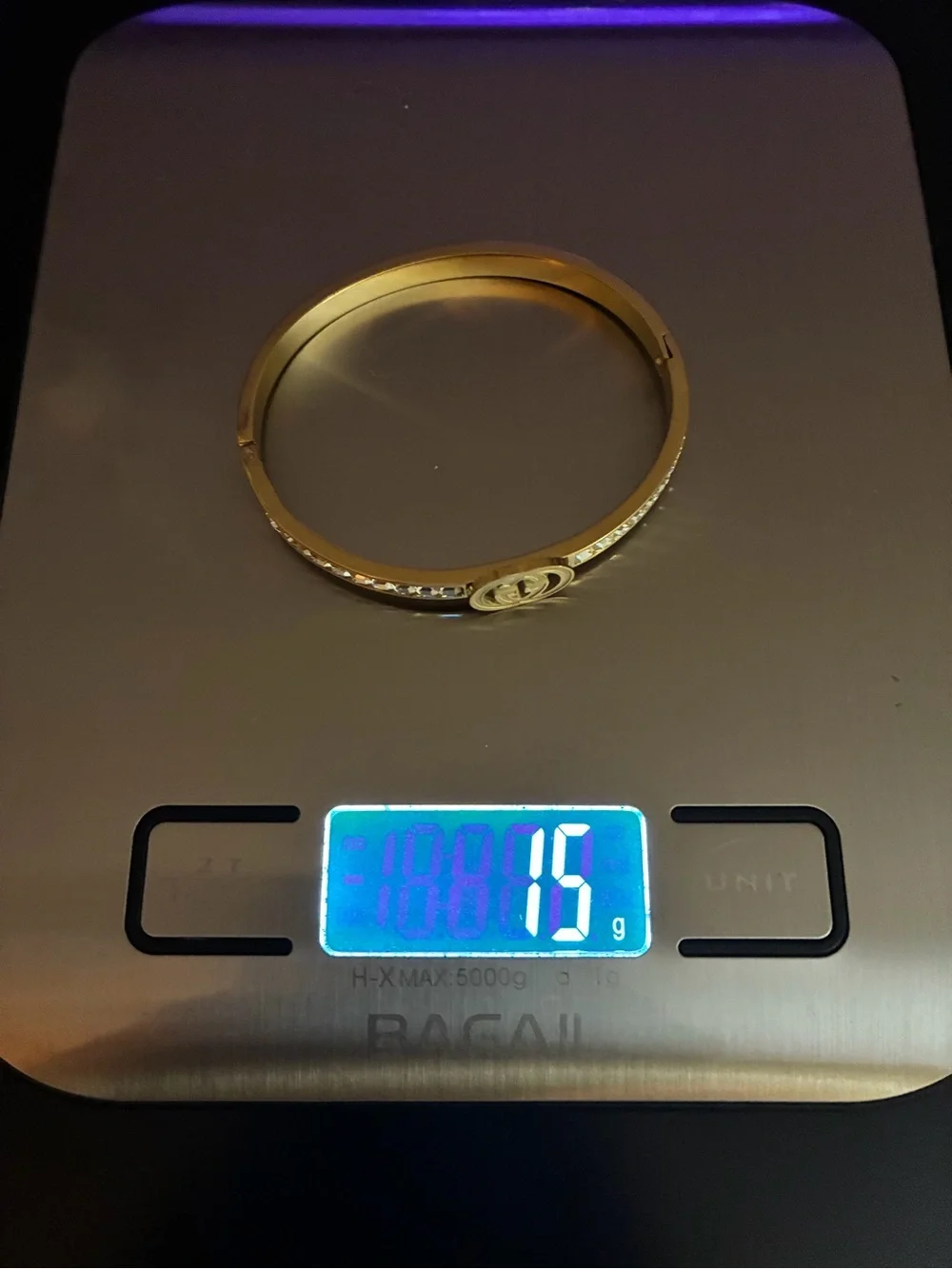 Gold and Crystal Double-G Bangle Bracelet
